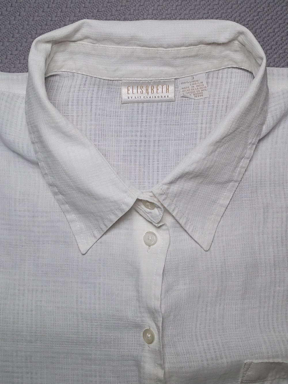 Elisabeth By Liz Claiborne White Linen Button Up Shirt 3X Textured